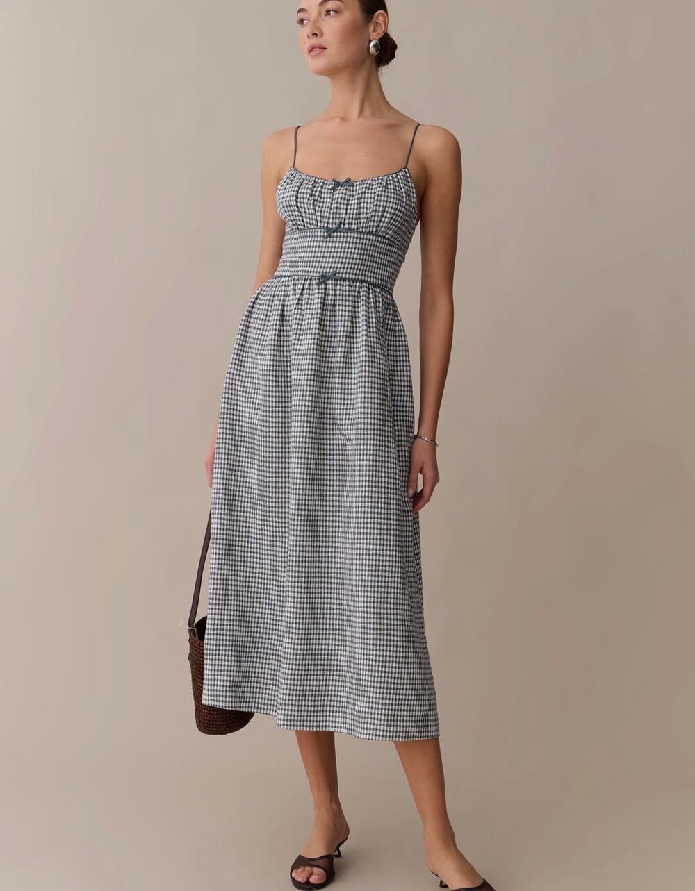 New kourt few moda Darya linen plaid dress $222 size M